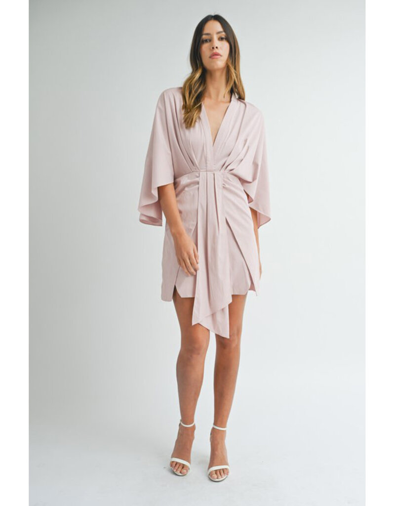 Mable Soft Pink Draped Mini Dress