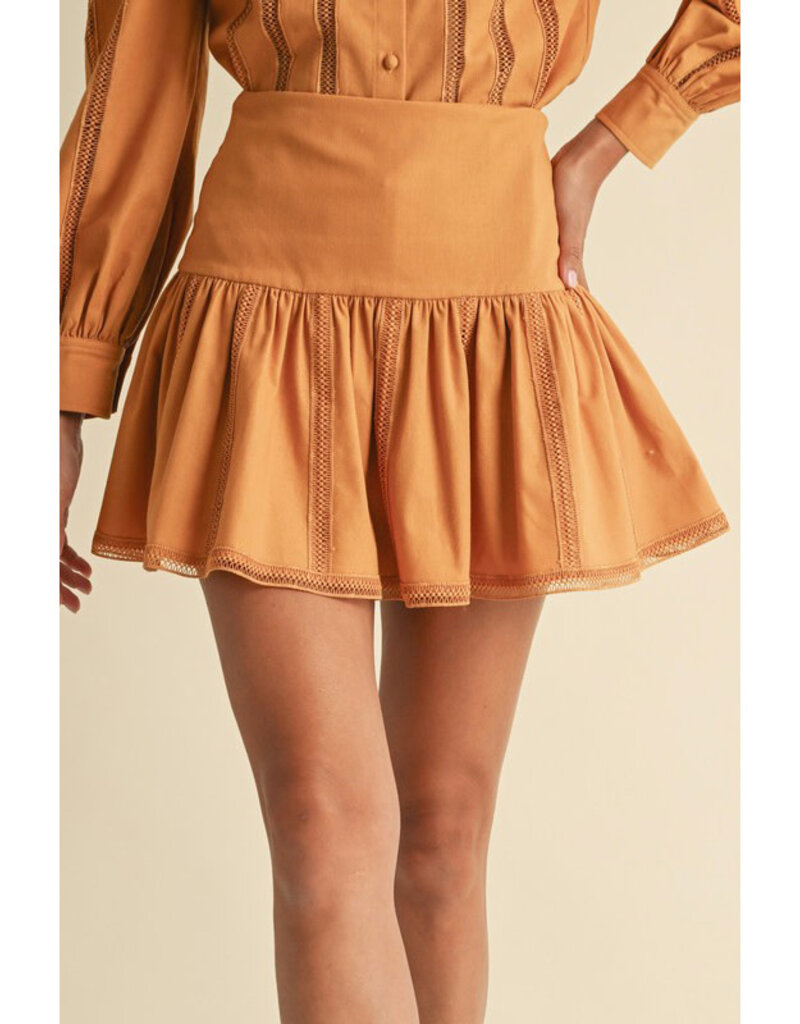 Endless Blu Pleated Cotton Mini Skirt