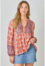 Mystree Print Peasant Top