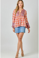 Mystree Print Peasant Top