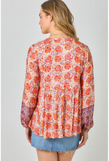 Mystree Print Peasant Top