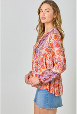 Mystree Print Peasant Top