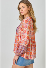 Mystree Print Peasant Top