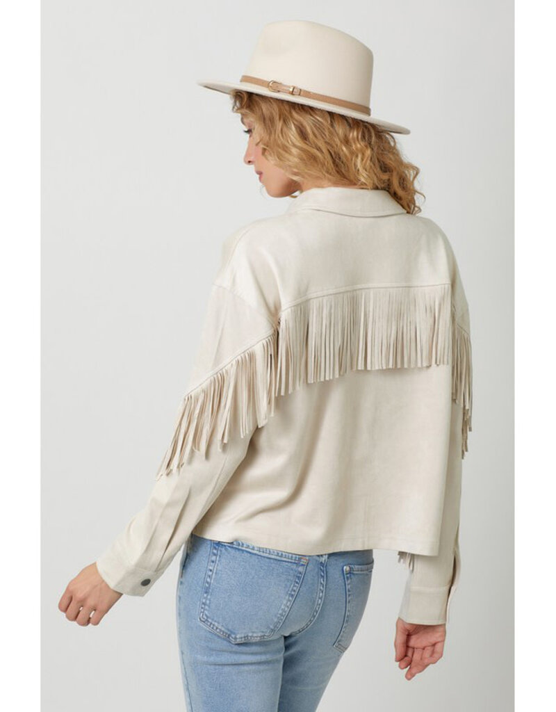 Mystree Fringe Faux Suede Jacket