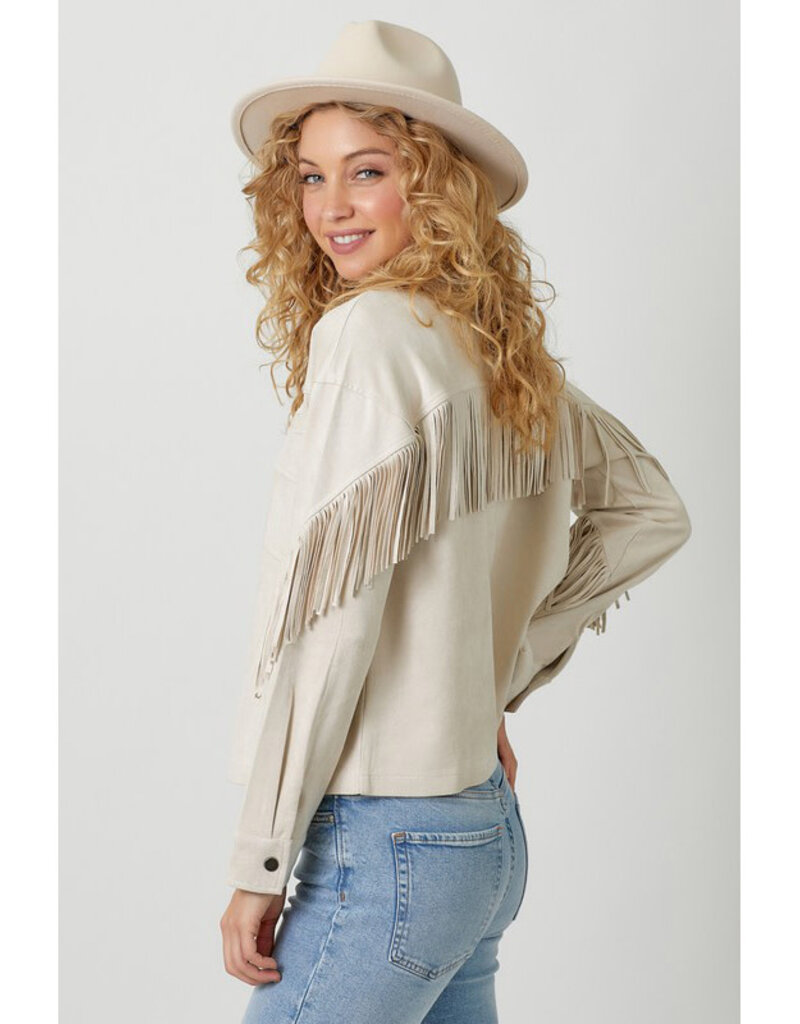 Mystree Fringe Faux Suede Jacket