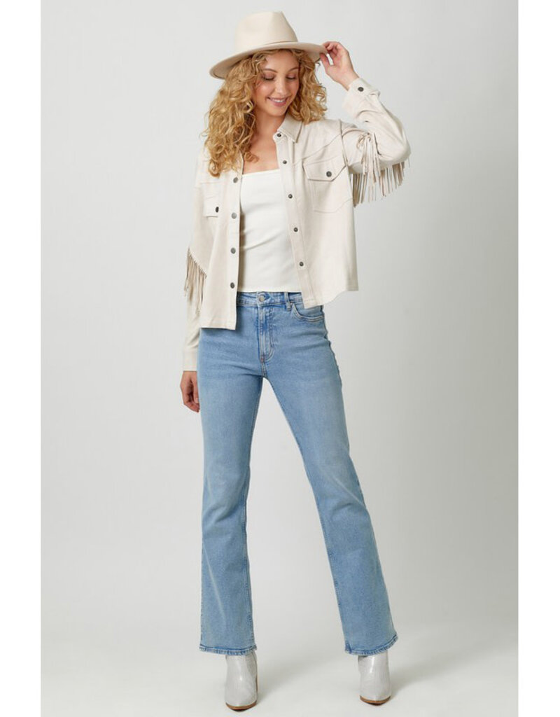 Mystree Fringe Faux Suede Jacket