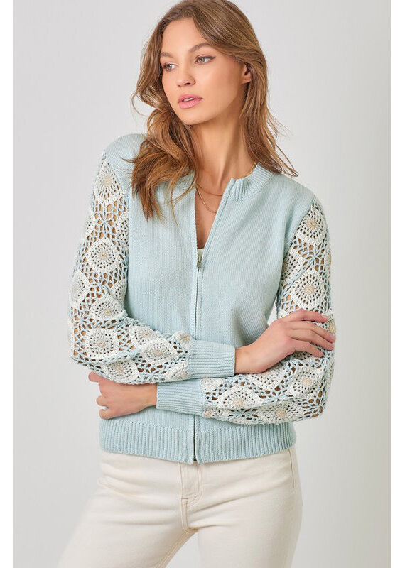 Mystree Crochet Sleeve Light Jacket