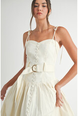 Endless Blu Classic Button Midi Dress