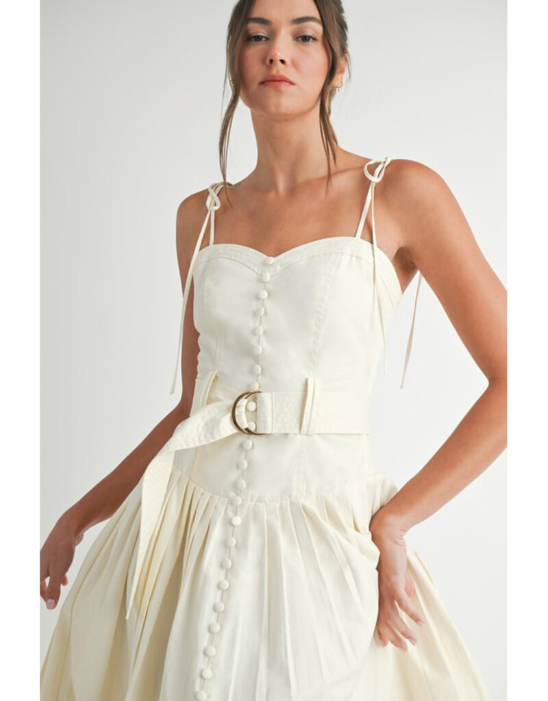 Endless Blu Classic Button Midi Dress