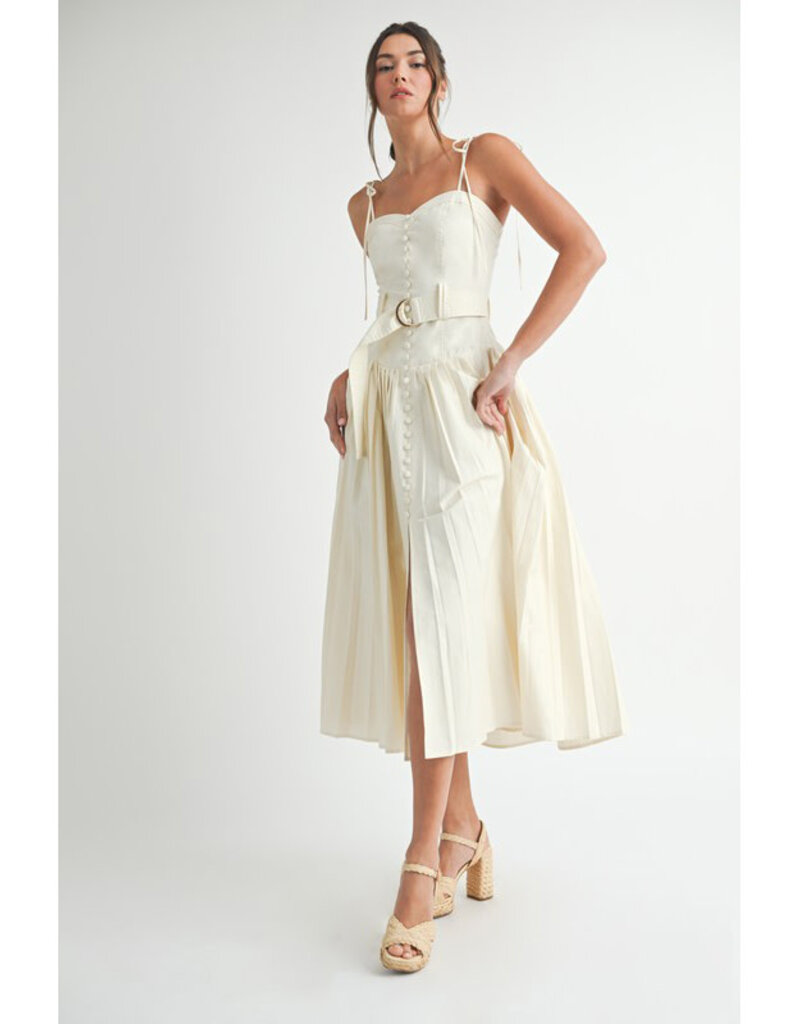 Endless Blu Classic Button Midi Dress