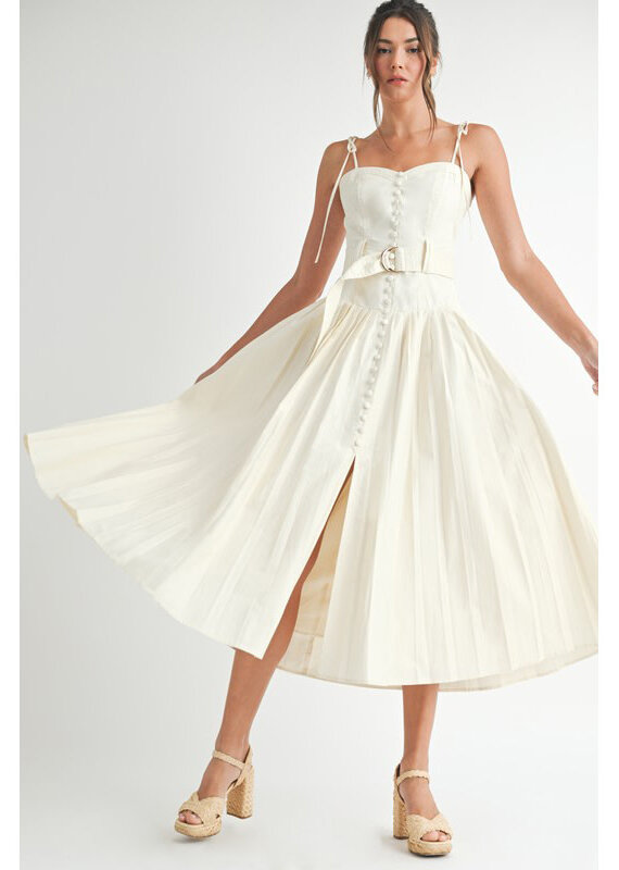 Endless Blu Classic Button Midi Dress