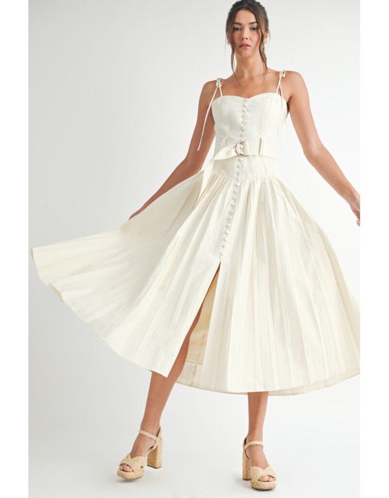 Endless Blu Classic Button Midi Dress