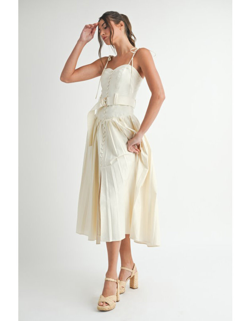 Endless Blu Classic Button Midi Dress
