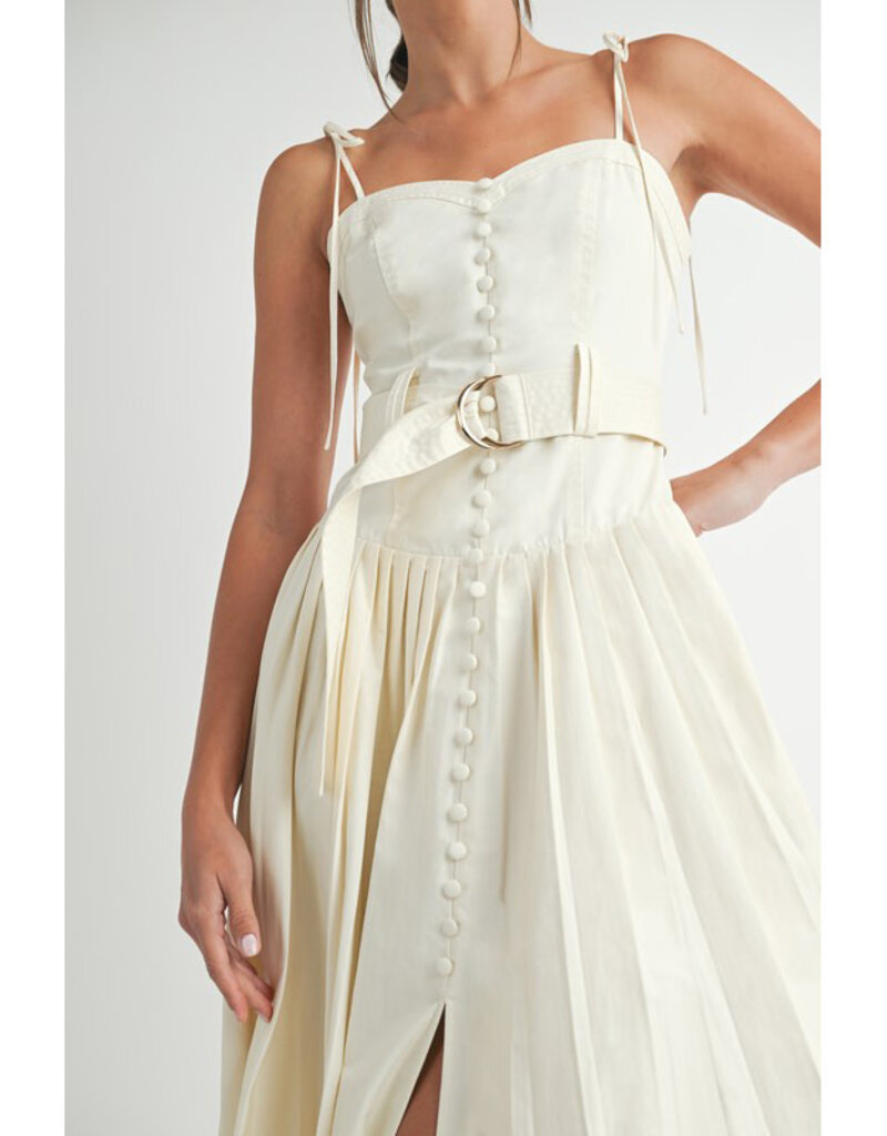 Endless Blu Classic Button Midi Dress