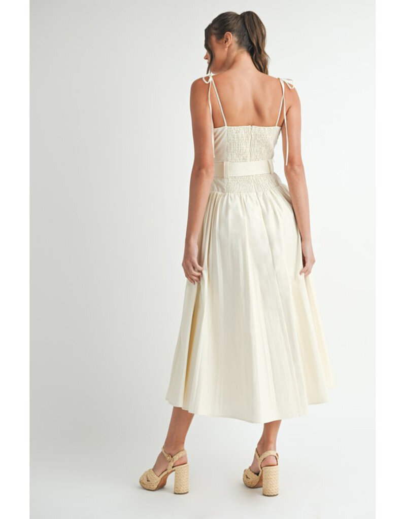 Endless Blu Classic Button Midi Dress