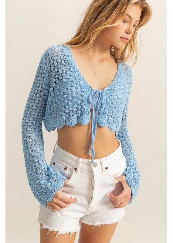 Hyfve Tie Front Crochet Cardi