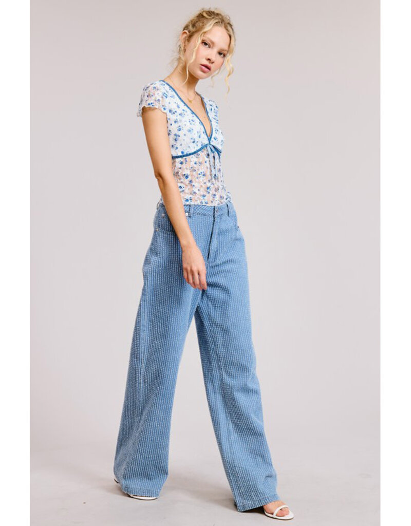 Mimosa Distressed Stripe Slouchy Jeans