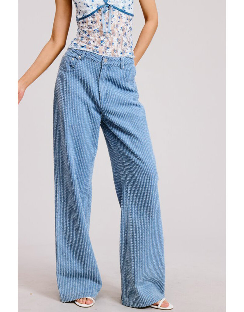 Mimosa Distressed Stripe Slouchy Jeans