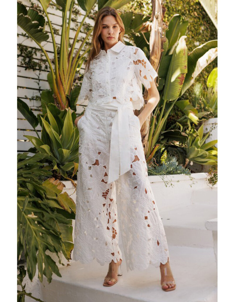 Endless Blu Embroidered Lace Pants w/Tie