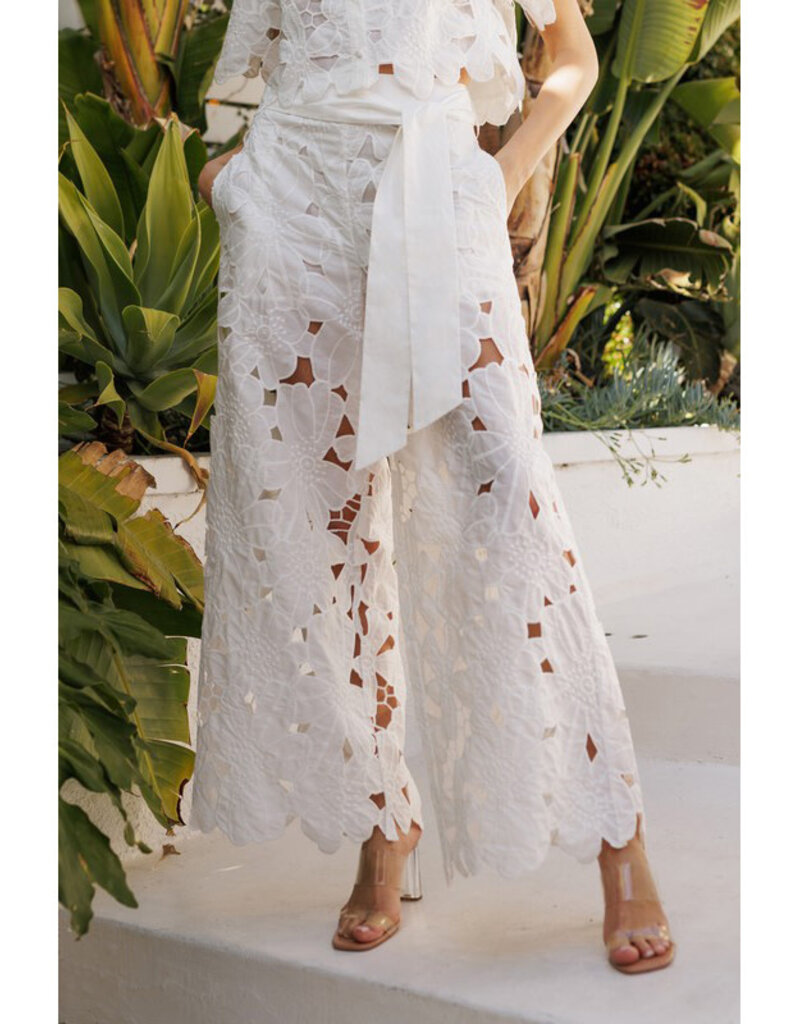 Endless Blu Embroidered Lace Pants w/Tie