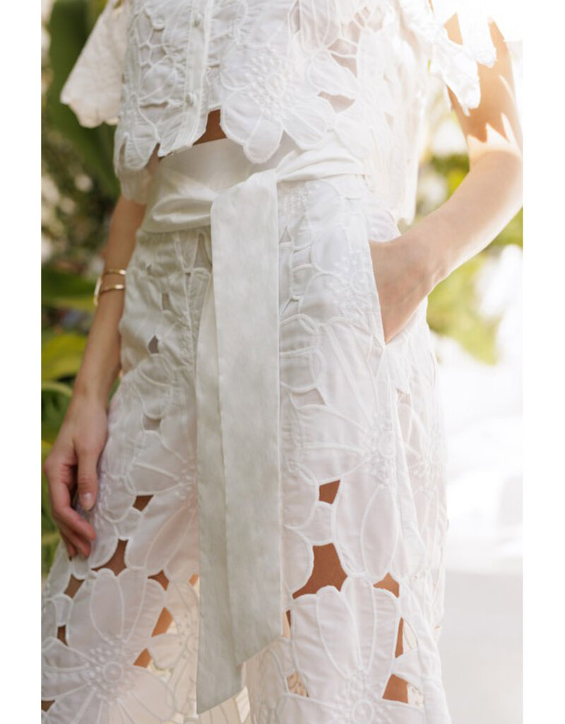 Endless Blu Embroidered Lace Pants w/Tie