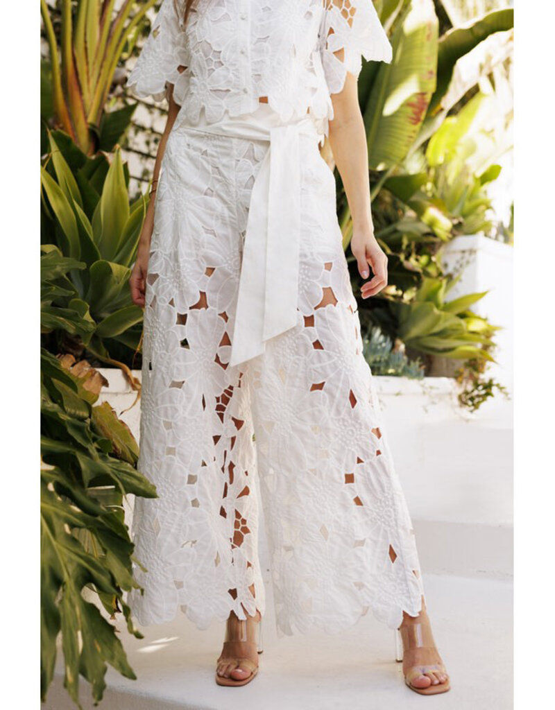 Endless Blu Embroidered Lace Pants w/Tie