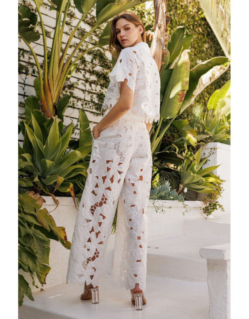 Endless Blu Embroidered Lace Pants w/Tie