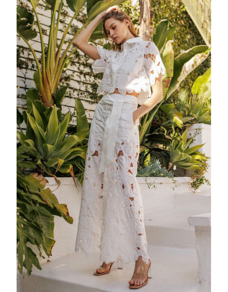 Endless Blu Embroidered Lace Pants w/Tie