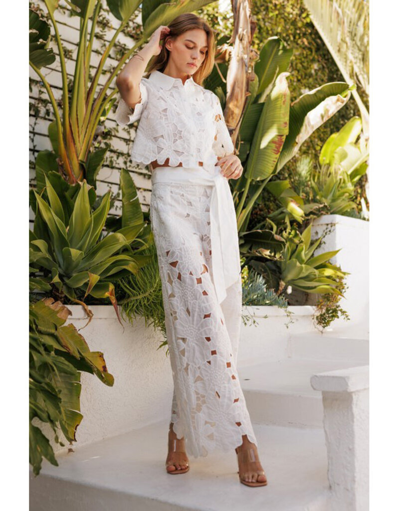 Endless Blu Embroidered Lace Pants w/Tie