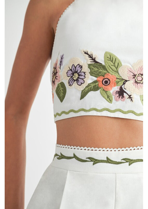Endless Blu Embroidered Top & Shorts Set