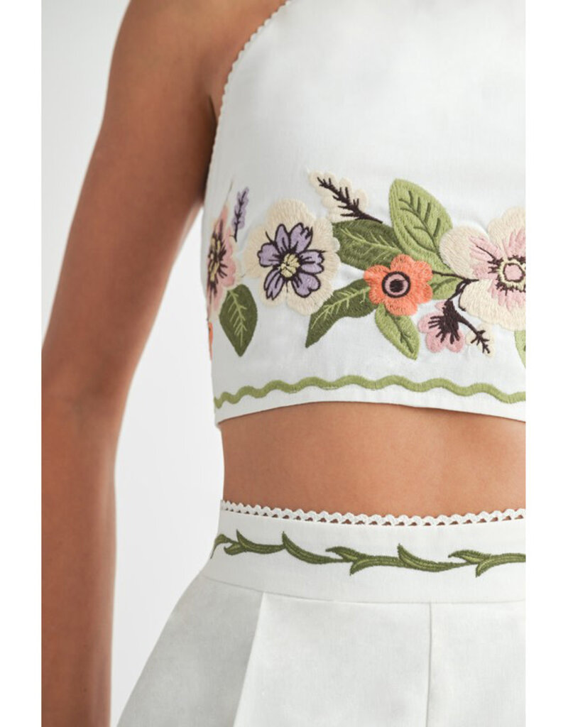 Endless Blu Embroidered Top & Shorts Set