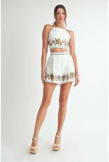 Endless Blu Embroidered Top & Shorts Set