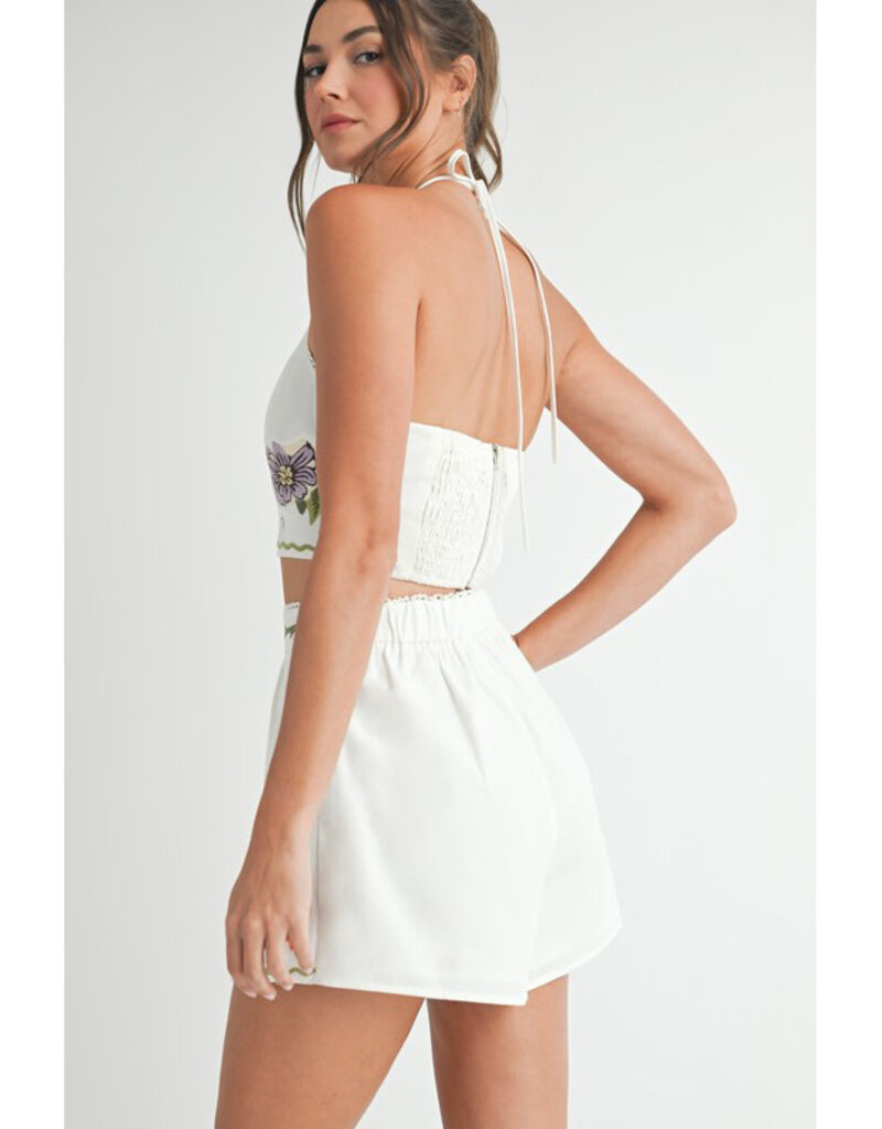 Endless Blu Embroidered Top & Shorts Set