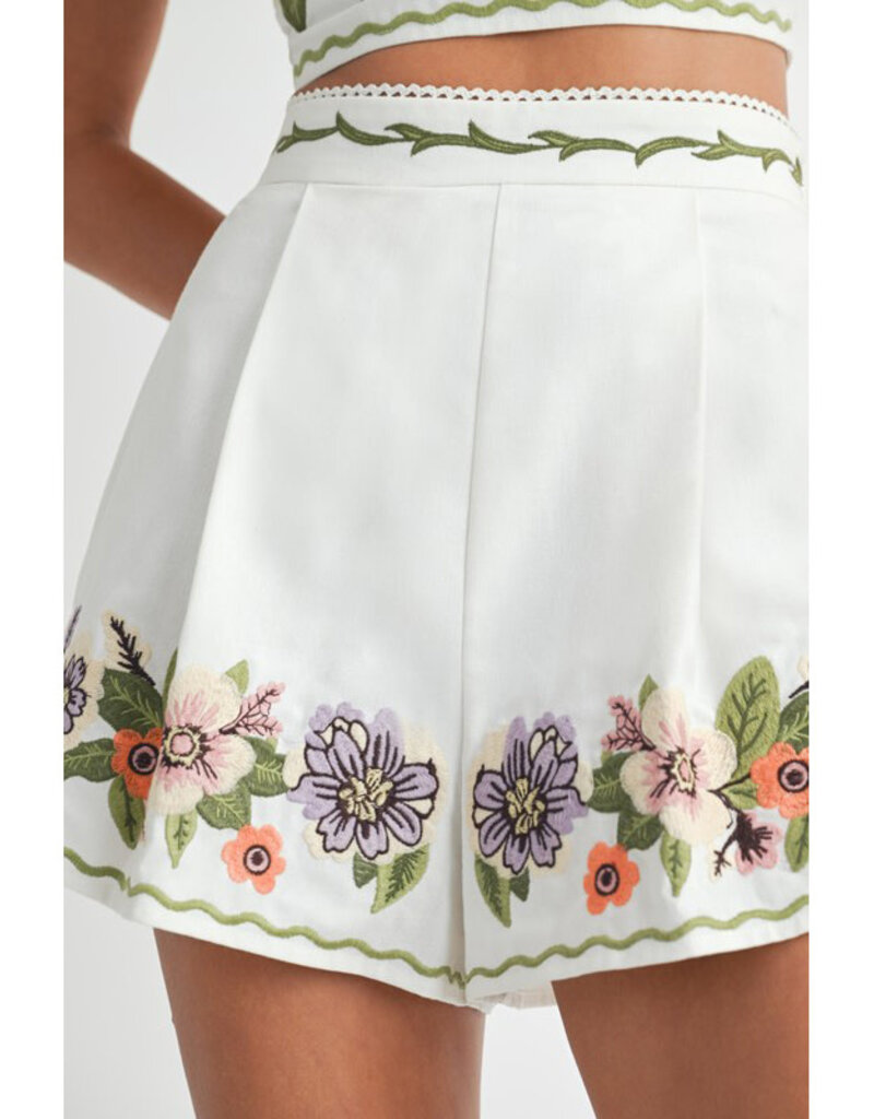 Endless Blu Embroidered Top & Shorts Set