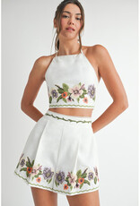 Endless Blu Embroidered Top & Shorts Set