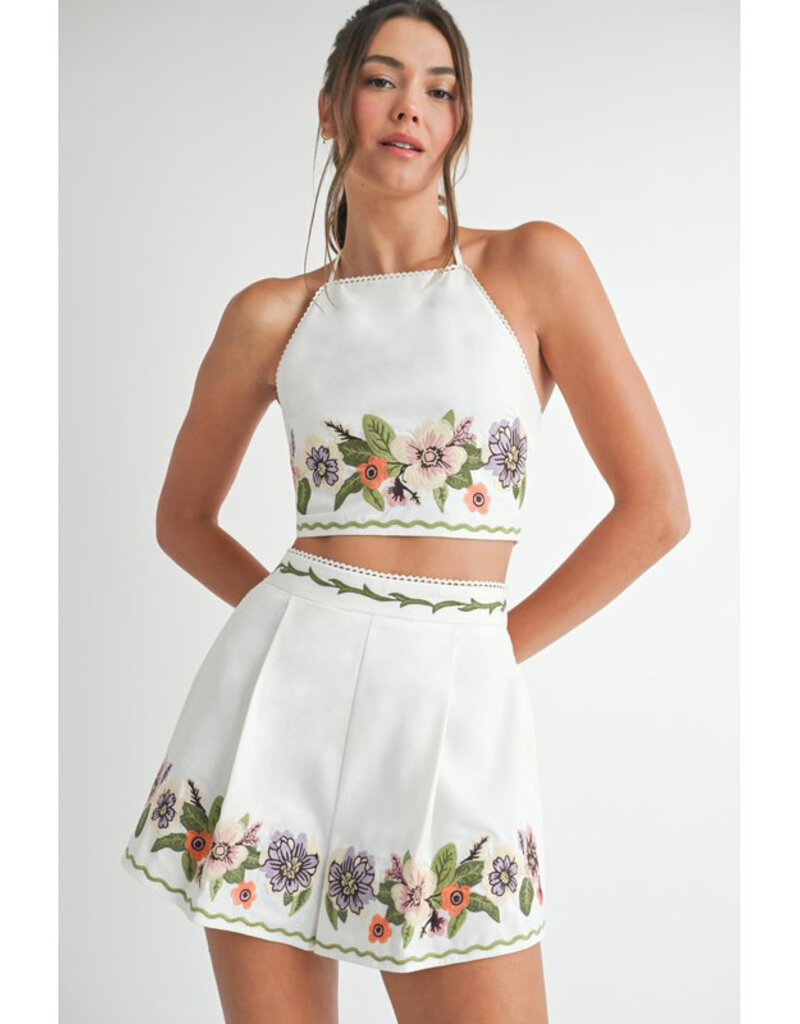 Endless Blu Embroidered Top & Shorts Set