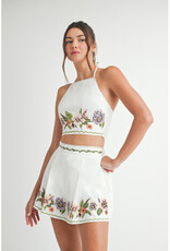 Endless Blu Embroidered Top & Shorts Set