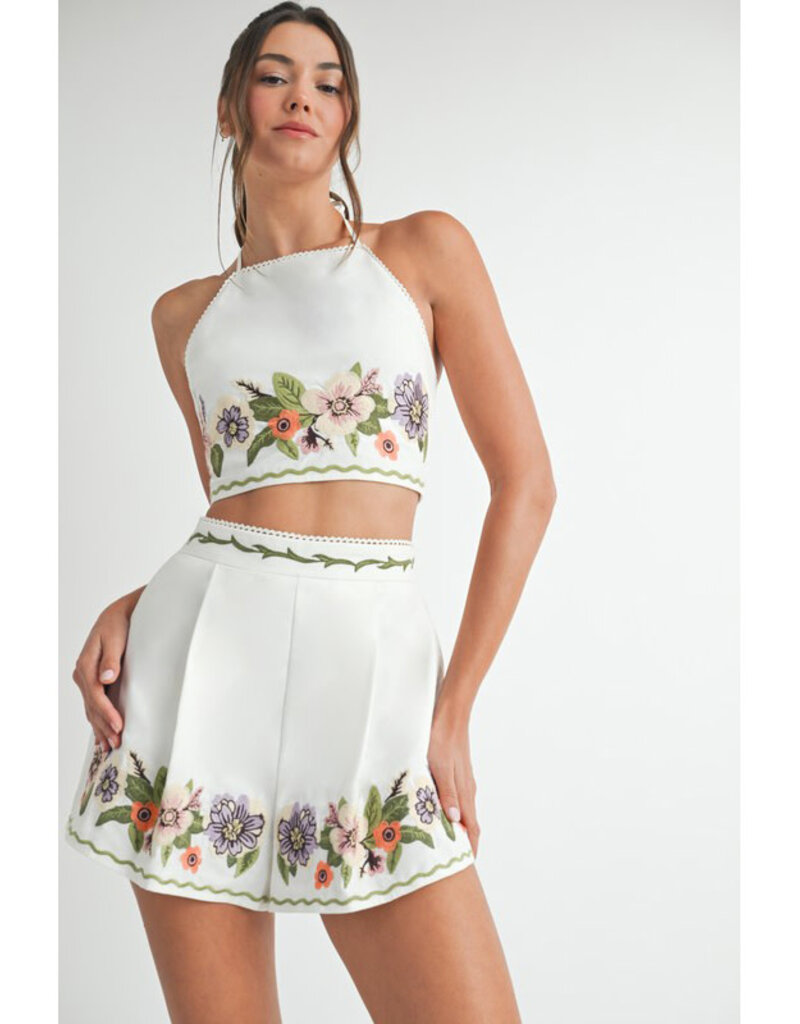 Endless Blu Embroidered Top & Shorts Set