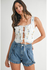 Mable Embroidered Tie Front Vest