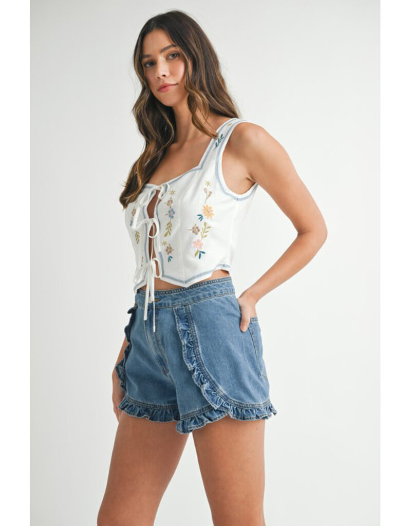 Mable Embroidered Tie Front Vest