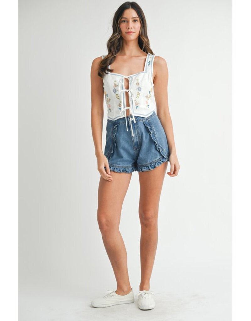 Mable Embroidered Tie Front Vest