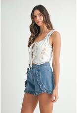 Mable Embroidered Tie Front Vest