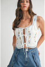 Mable Embroidered Tie Front Vest