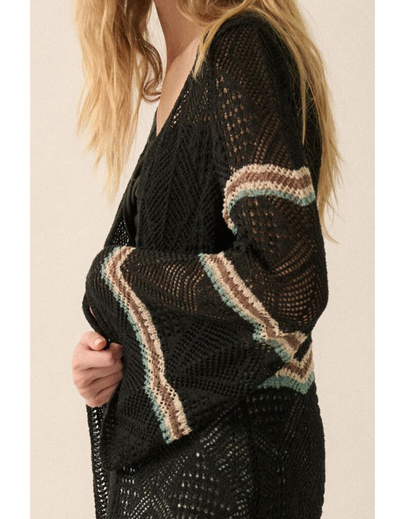 Promesa Striped Crochet Duster
