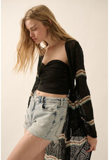 Promesa Striped Crochet Duster