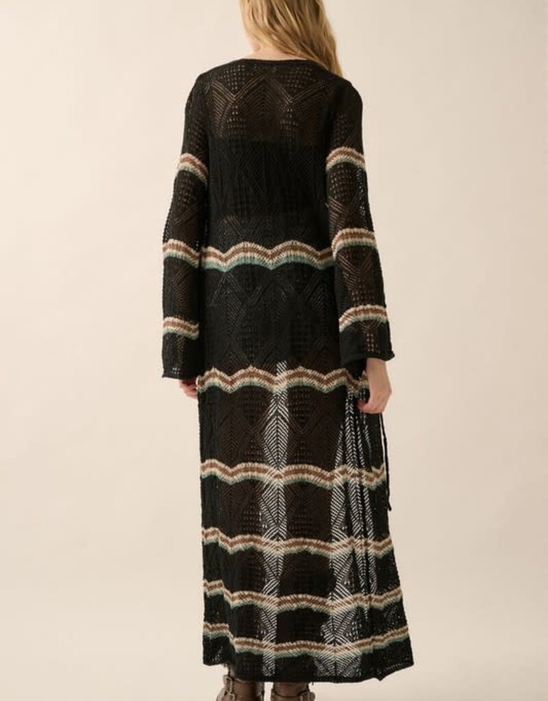 Promesa Striped Crochet Duster