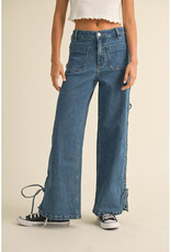 Miou Muse Side Laced Wide Leg Jeans