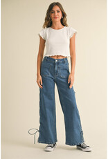 Miou Muse Side Laced Wide Leg Jeans