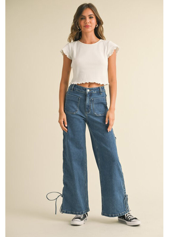Miou Muse Side Laced Wide Leg Jeans
