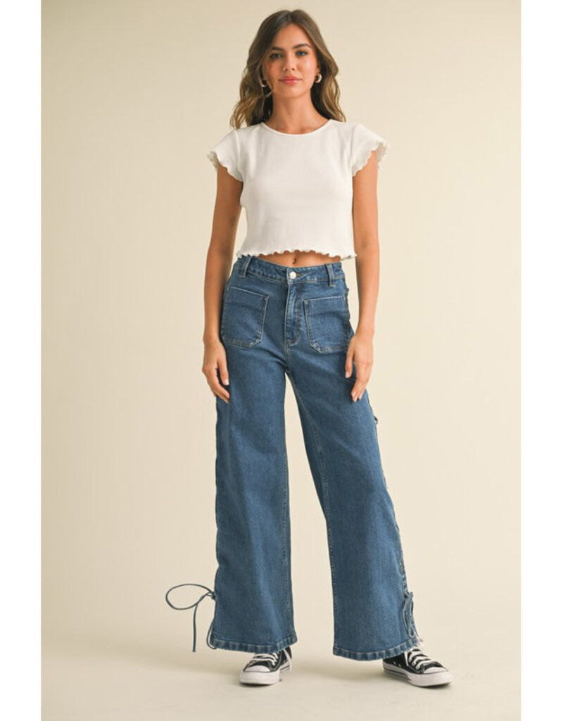 Miou Muse Side Laced Wide Leg Jeans